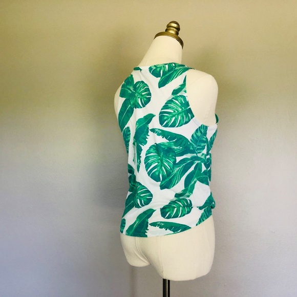 Tank Top Small Medium US 12 Green Leaves Sleeveless Palm Springs - Picture 8 of 11